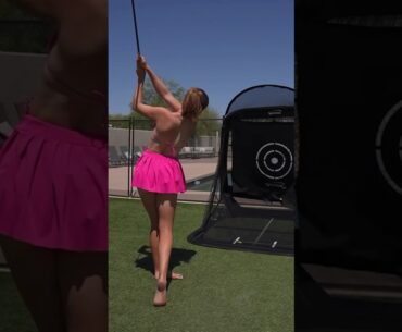 Amazing Golf Swing you need to see | Golf Girl awesome swing | Golf shorts | Claire Bear