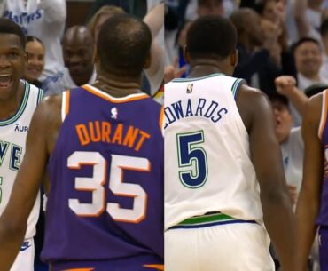 Anthony Edwards trash talks Kevin Durant after hitting 3 over him and KD was loving it