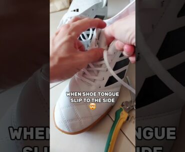 DIY how to fix shoe tongue flap slipping to one side #shoes #DIY