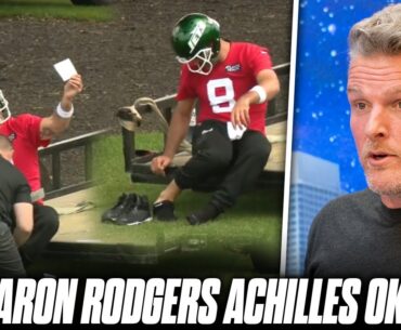 Aaron Rodgers Seen "Limping" & Checking Back Of Foot At Practice, Fans Concerned | Pat McAfee Reacts