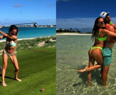 Jena Sims tries her hand at Golf during vacation with LIV star Brooks Koepka
