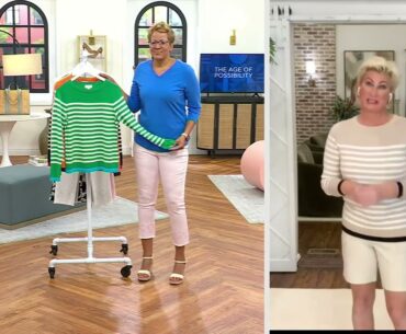 Belle by Kim Gravel Nautical Stripe Sweater with Pop Hem on QVC