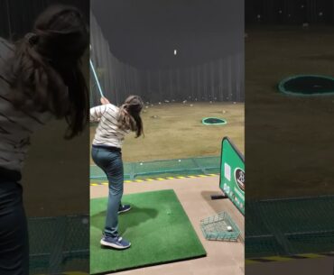 My friend is trying to give me tough competition #girl #golf #golfer #girlgolfer #shots #yt #ytshort