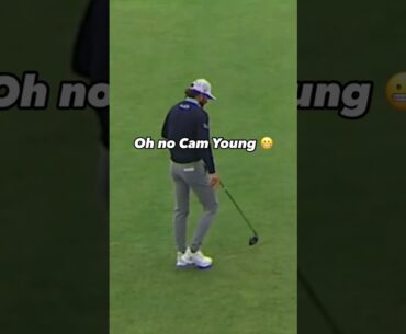 Cameron Young cracks the shaft of his driver; it is now officially out of play for the day.