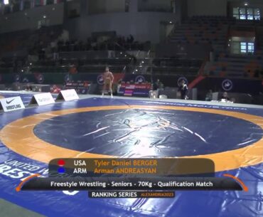 Qualification • FS 70Kg • Tyler Daniel BERGER (USA) vs. Arman ANDREASYAN (ARM)