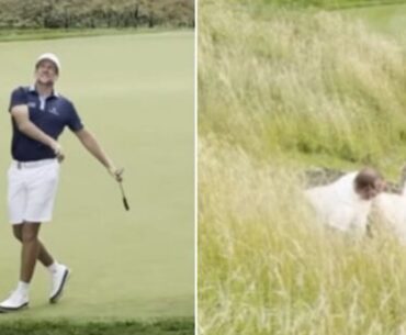 LIV Golf event takes chaotic turn as Ian Poulter sends fan hurtling towards bunker