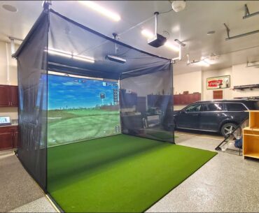 Retractable Golf Simulator Enclosure & Golf Simulator in Garage