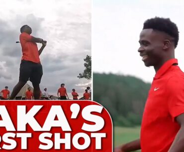 ROOKIE golfer SAKA STUNS FANS with a viral FIRST SHOT on England’s day off | EURO2024