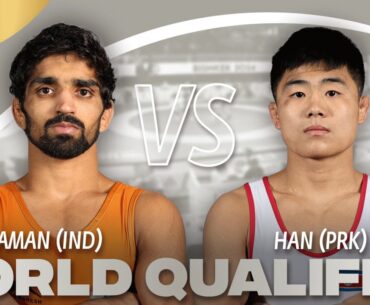 Chongsong HAN (PRK) vs. Aman AMAN (IND) | 2024 World OG Qualifier | OG Qualification | FS 57Kg