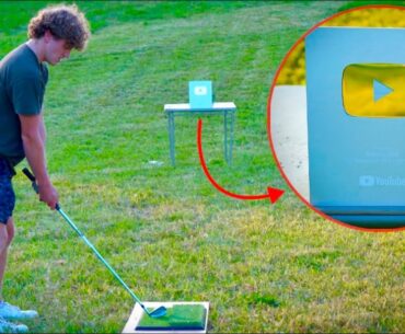 150 MPH Golf Ball vs 100k Subscriber Play Button (Will it survive?)