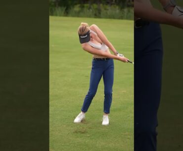 beautiful girl grace charis golf swing