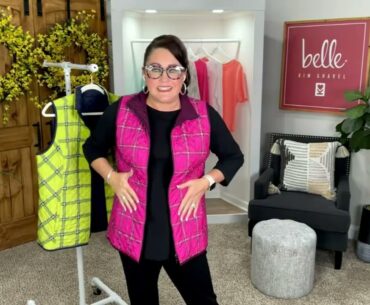 Belle by Kim Gravel Reversibelle Mad for Plaid Print Zip Vest on QVC