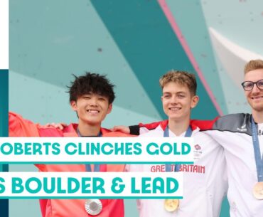 Toby Roberts clinches sport climbing gold in men's boulder and lead | Paris 2024 highlights