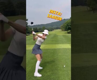 Clear driver shots by Korean lady golfer.