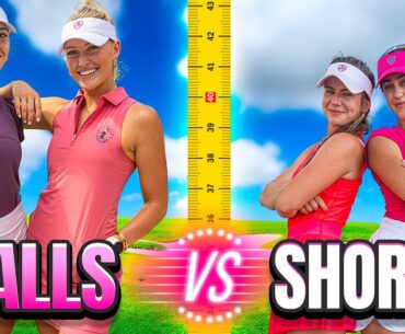 Tall Girls vs Short Girls Golf Challenge! Losers Wear Embraassing Outfits to Dinner! Golf Girl Games