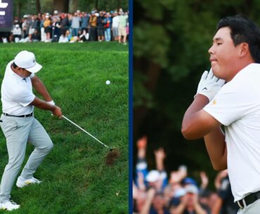 Every angle from Si Woo Kim’s 'Night, Night' hole out at Presidents Cup