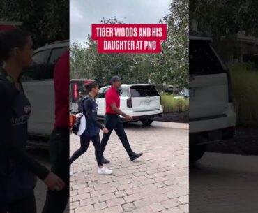 Tiger Woods’ Daughter Carries his Golf Clubs. #tigerwoods #samwoods #pgatour