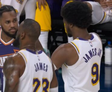 LeBron and Bronny James share the court for the first time in the NBA 🙌