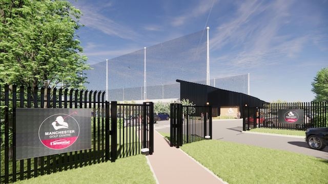 CGI of the proposed new Bowlee Park Driving Range, Middleton, from the entrance