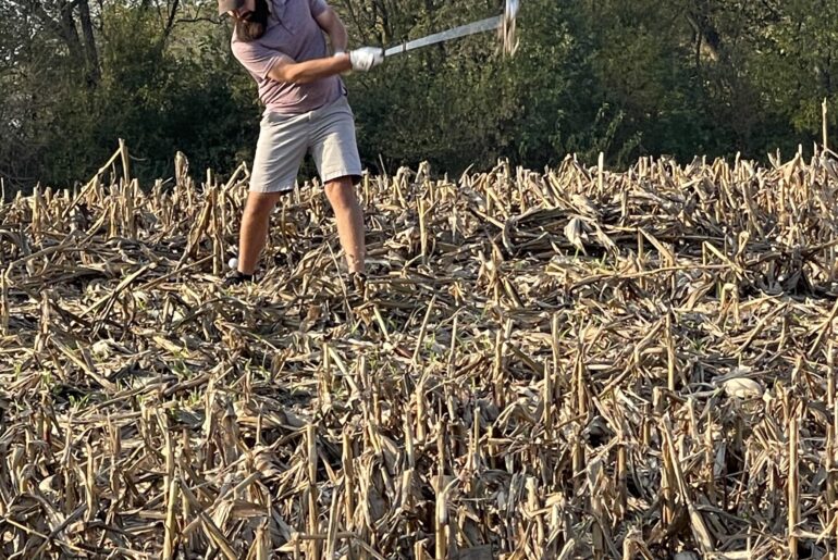 My friend hitting from the adjacent corn field