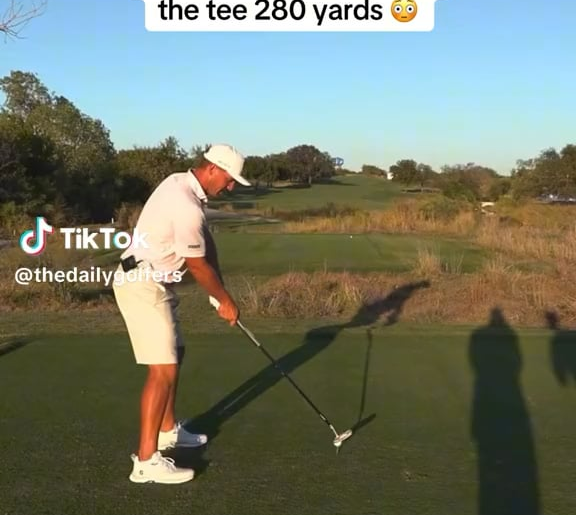 Bryson hits a putter off the tea 280 yards