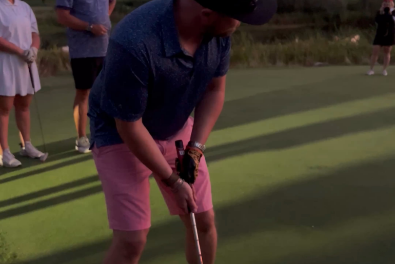 My friend Josh draining the toughest putt on the course at sunset to win the horse race playoff for his scramble team. The vibes don't get any better than this!