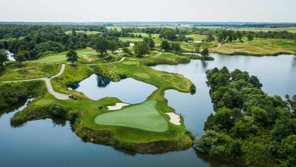 Victoria National island green, host of the 2025 Morgan Cup