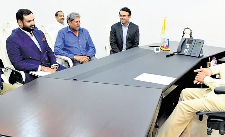 Kapil Dev meets Andhra CM Naidu, discusses setting up of international golf club course