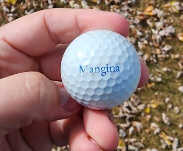 I was having a rough day on the course and found this ball. It put me in my place.